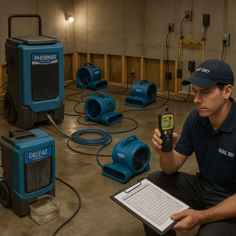 Structural Drying and Dehumidification process in Tenaha, TX